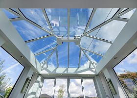 Conservatories, orangeries, roof lanterns. We use Ultraframe roofs and skylights.