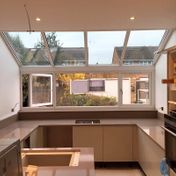 Kitchen extension with lean-to style glass roof